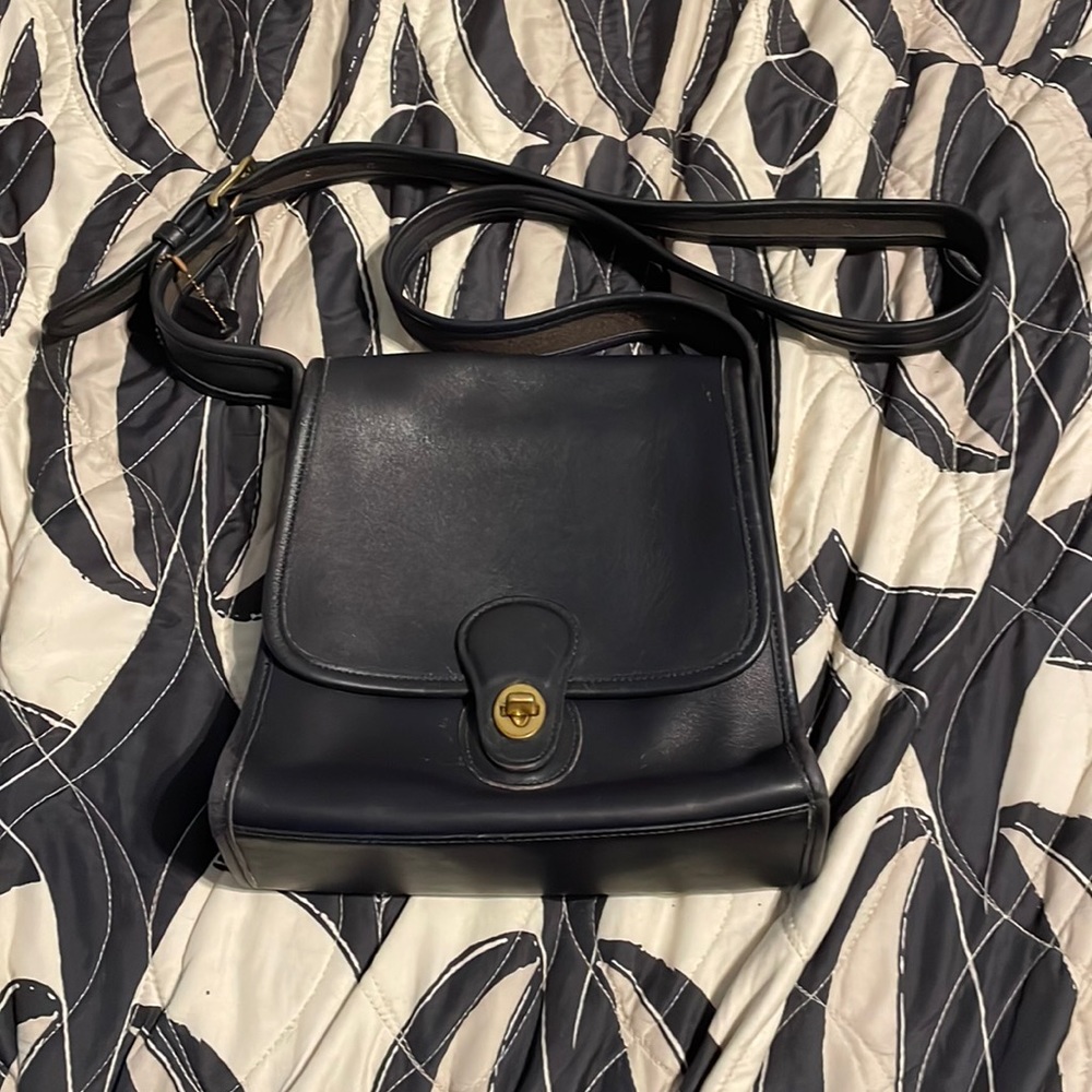 Vintage Navy Blue Coach Crossbody Buckle Bag